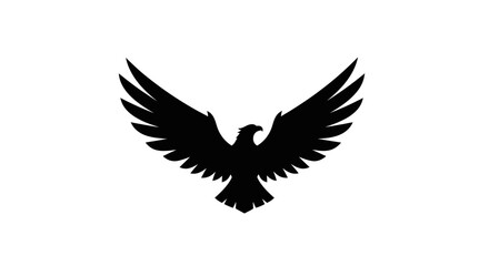 Obraz premium Majestic Eagle Silhouette with Open Wings on White Background.