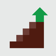 Fototapeta premium Staircase with Upward Arrow Icon on Light Background Representing Growth, Progress, and Goal Achievement