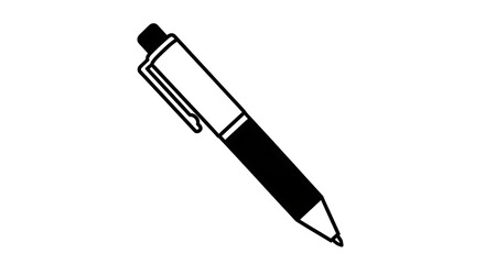 Simple black and white pen vector icon