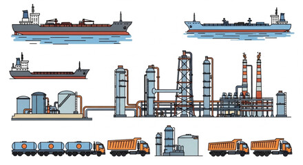 Industrial Refinery with Transportation Vehicles. © rara