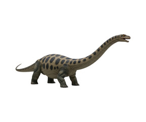 Fototapeta premium Realistic Brontosaurus Dinosaur with Spotted Pattern on White Background isolated on a transparent background