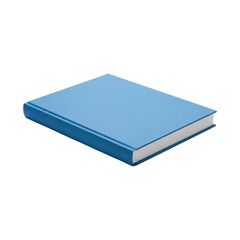 Simple Blue Hardcover Book Lying Flat on White Surface isolated on a transparent background