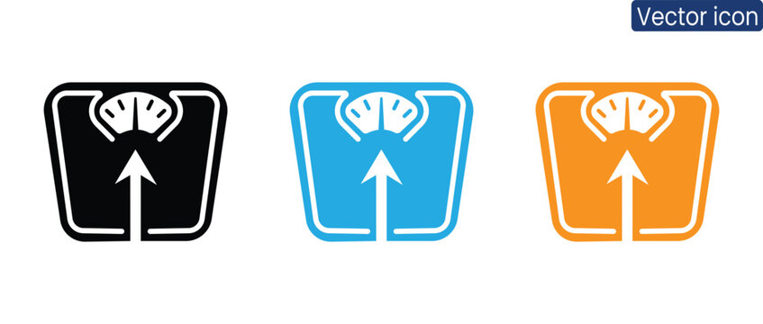 Vibrant vector icons showing scales with upward arrows, symbolizing growth and success