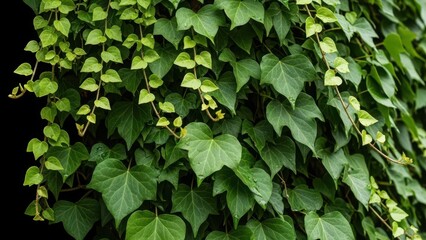 Fototapeta premium Lush green ivy leaves on a dark background