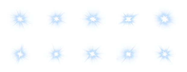 Blue cosmic flare bundle PNG Overlay isolated on transparent background with luminous explosion...