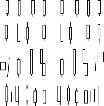Collection of various candle chart patterns used in financial technical analysis Vector