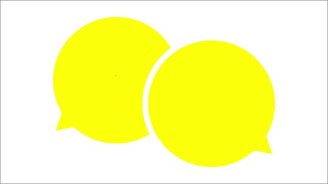 Two overlapping white speech bubbles conversation isolated on black background, representing communication, dialogue, or discussion concept, modern minimalist for web and apps