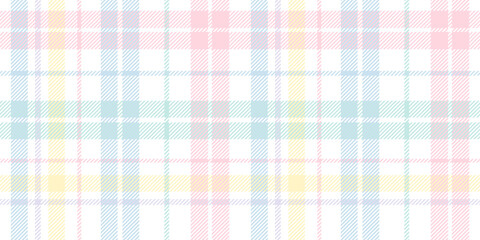 Pastel plaid with a soft palette of pink, blue, yellow, green, and purple. A summer pattern for cotton and lightweight flannel for textiles and decor