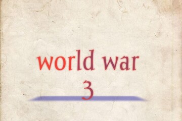 World War loading animation with text and number 3 depicting World War III, global tensions, and increasing military power.
