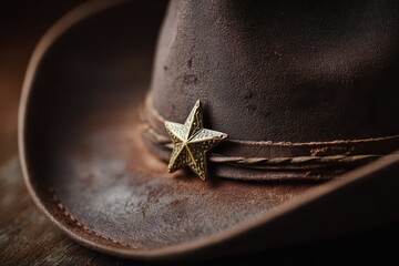 Cowboy hat with a shining star resting gracefully