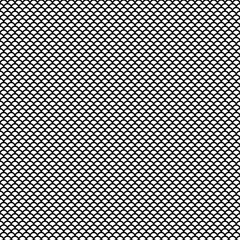 Fish scale wallpaper. Asian traditional ornament with repeated scallops. Repeated black curves on white background. Seamless surface pattern design with semicircles. Grid motif. Digital paper. Vector. © funkyplayer