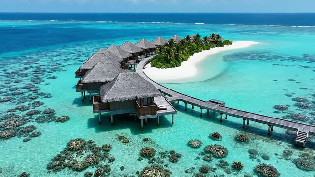 Luxury Overwater Bungalows, Tropical Island Resort, Ocean View, Paradise Getaway