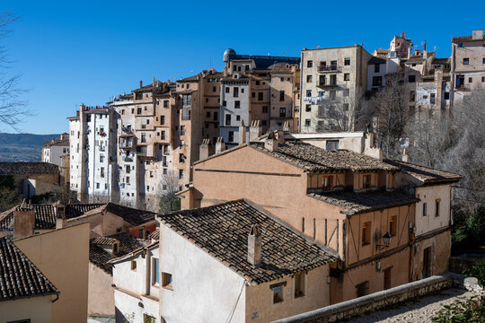 Cuenca hanging houses and historic skyline, Castilla-La Mancha, Spain