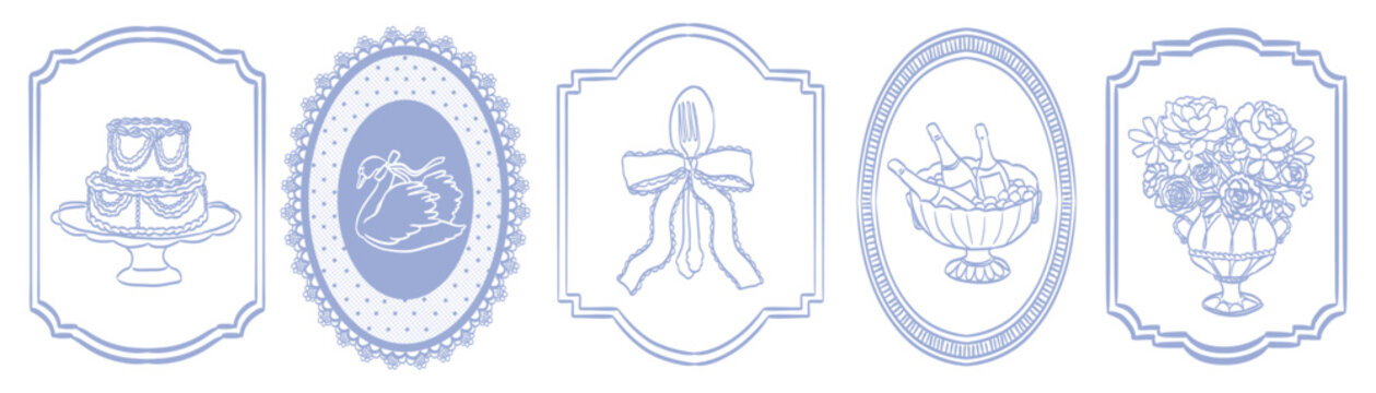 Doodle frames or hand drawn geometric border collection. Minimal hand drawn oval rectangle shapes kit. Elegant retro empty banner, poster, placard decor. Doodle frame emblem set for wedding invitation