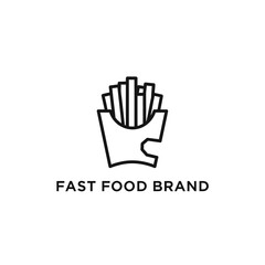 Obraz premium Fast food fries icon, black line art logo, clean design for menu