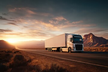 Truck travels a calm desert