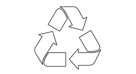 Obraz premium Simple line drawing of a universal recycling symbol composed of three arrows