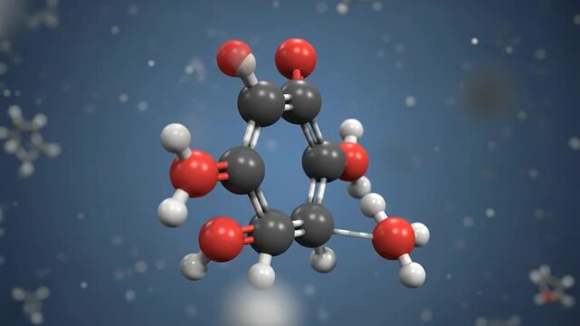 Glucose molecule rotation, 3D rendering, science, chemistry, organic molecule, sugar