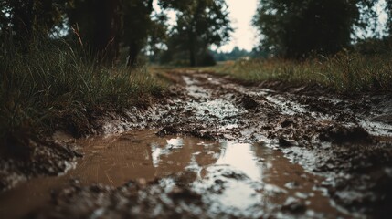 Medecrean mud pit reflecting the cloudy sky