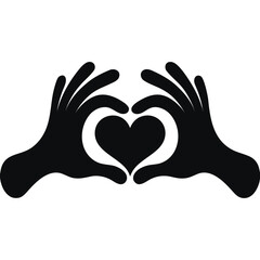 Fototapeta premium Minimalist Silhouette Hands Forming Heart Shape Icon isolated on White Background