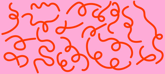Abstract background featuring swirling looping orange lines on a solid pink surface