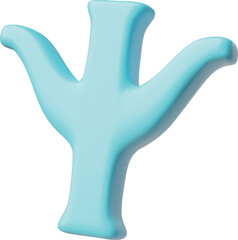 Obraz premium 3D Greek letter Psi, blue in color, symbol of psychological health.