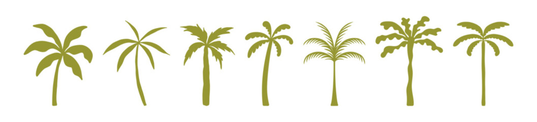 Vector logo and print design templates, summer palms, tropical hand drawn illustrations, tropical surfing concept, vacation and travel, palm trees and hippie boho elements © venimo