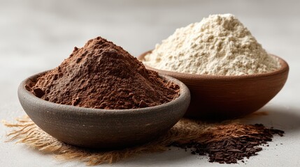 Bowls of brown and white powders