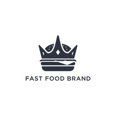 Burger crown logo icon dark gray fast food brand classic burger