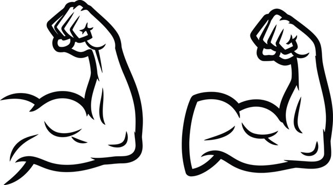 cartoon flexed arm muscles  strong biceps illustration