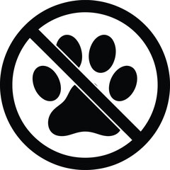 No pets allowed sign with paw print symbol