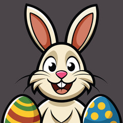 Obraz premium Happy Easter Bunny with Decorated Eggs Vector Illustration
