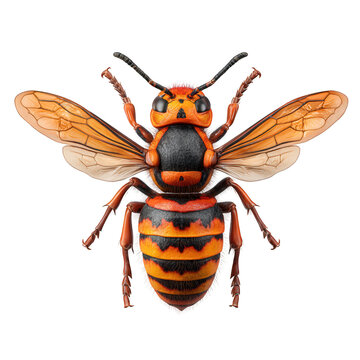 Vespa Mandarinia hornet on black background