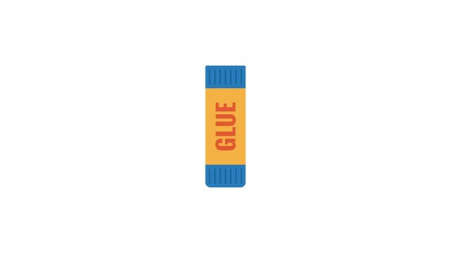 Adhesive glue stick vector icon animation isolated on green screen background for school projects