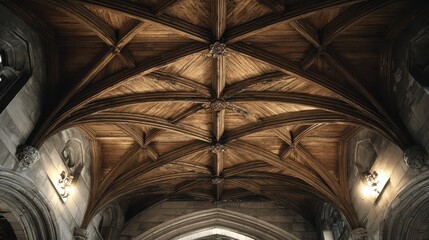 Intricate gothic wood ceiling design