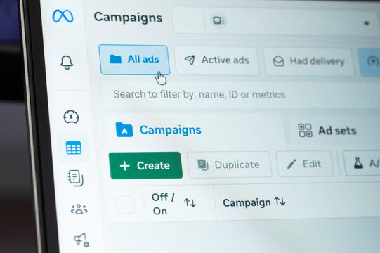 All ads campaigns in Facebook service
