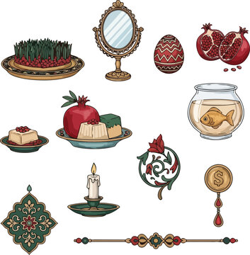 Haft-Sin Items for Nowruz and Sizdah Bedar Persian Spring Festival