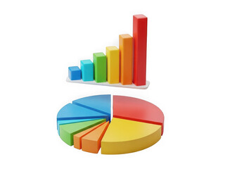 Obraz premium Colorful pie and bar charts representing data visualization and analysis