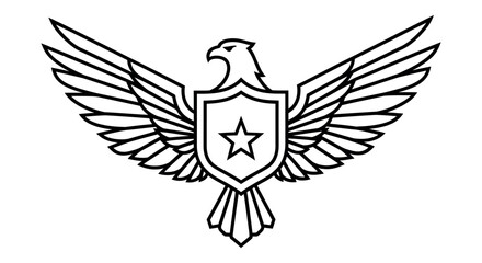 Fototapeta premium Vibrant eagle emblem with shield and star symbolizing protection and freedom