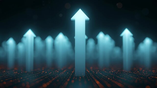 Arrow graph digital growth blue glowing chart art upward trend futuristic progress business innovation financial increase line finance investment marketing technology datum visualisation glowing