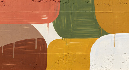 Naklejka premium Abstract graffiti with organic shapes in earthy and yellow tones