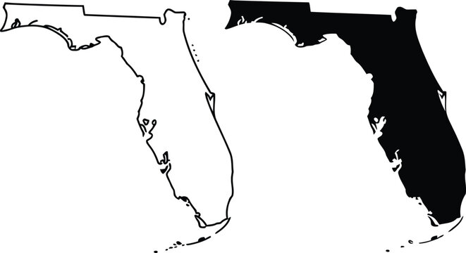 Side-by-side comparison of florida state outline with and without filled region