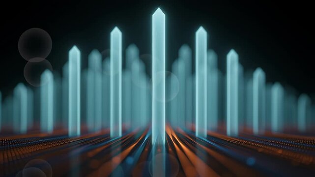 Arrow graph digital growth blue glowing chart art upward trend futuristic progress business innovation financial increase line finance investment marketing technology datum visualisation glowing