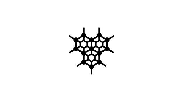 Minimalist Black Hexagonal Molecular Structure Icon Isolated on White Background, Representing Nanotechnology, Chemistry, Science, and Innovative Technology.