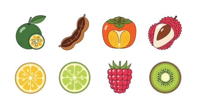 Assortment of fresh fruits isolated on white