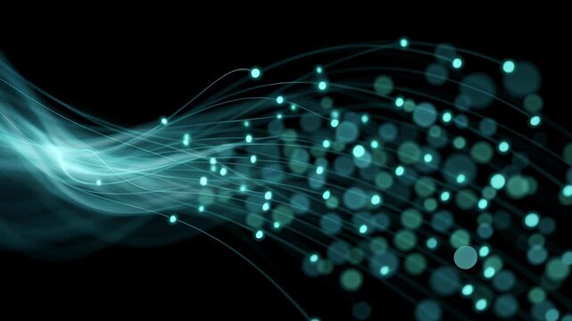 Digital animation glow blue line node pathway ai artificial intelligence datum activation visualisation interaction abstract digitization virtual interface communication pattern information digital