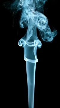 Ethereal Blue Smoke Rising Against Black Background - Abstract Vapor Art for Creative Projects and Modern Design Concepts