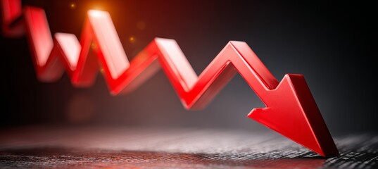 Stock market crash arrow. Finance statistic value trade data. Generative AI technology.
