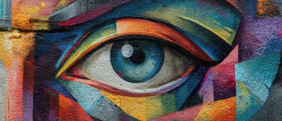 Vibrant graffiti with eye design