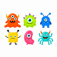 Fototapeta premium Round red antenna monster looking adorable on fresh light green canvas.